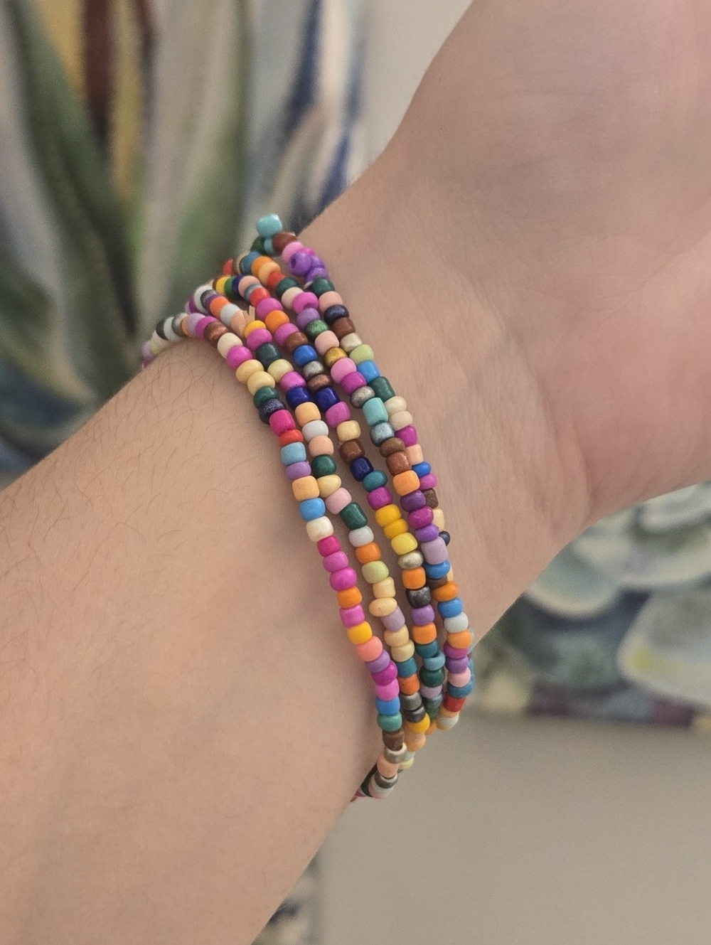 🌈 Boho Rainbow Beaded Bracelet Set – 4pc Stack ~ Handmade Seed Bead Bracelets